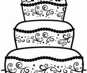 Coloriage G&acirc;teau avec de la d&eacute;coration parisienne