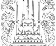 Coloriage G&acirc;teau avec de motifs d&eacute;coratifs difficiles