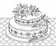 Coloriage G&acirc;teau avec de petites d&eacute;corations rondes