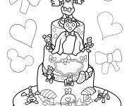 Coloriage G&acirc;teau avec d&eacute;coration Minnie Mouse