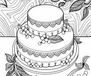 Coloriage G&acirc;teau avec des d&eacute;corations en dentelle