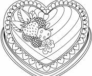 Coloriage G&acirc;teau avec des motifs ray&eacute;s pour les amoureux