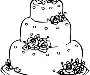 Coloriage G&acirc;teau avec des roses