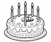 Coloriage G&acirc;teau avec quatre bougies en maternelle