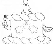 Coloriage G&acirc;teau avec un visage mignon de cartoon