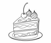 Coloriage G&acirc;teau avec une cerise au dessus