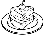 Coloriage et dessins gratuit G&acirc;teau avec une cerise pret &agrave; manger à imprimer