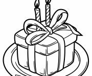 Coloriage G&acirc;teau carr&eacute; avec un ruban comme une bo&icirc;te cadeau