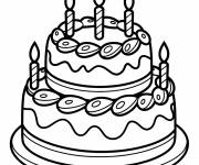 Coloriage G&acirc;teau d&rsquo;anniversaire &agrave; deux &eacute;tages simple