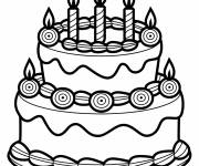 Coloriage G&acirc;teau d&rsquo;anniversaire avec des volutes de gla&ccedil;age
