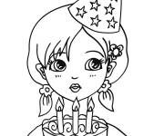 Coloriage G&acirc;teau d'anniversaire de la fille