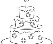 Coloriage G&acirc;teau d'anniversaire dessin&eacute; &agrave; la main