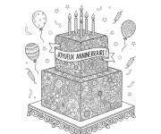 Coloriage G&acirc;teau d'anniversaire en forme carr&eacute;e