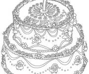 Coloriage G&acirc;teau d'anniversaire en maternelle
