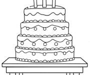 Coloriage G&acirc;teau d'anniversaire &eacute;tag&eacute; sur la table