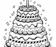 Coloriage G&acirc;teau d&rsquo;anniversaire kawaii
