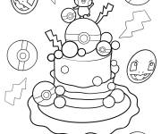 Coloriage G&acirc;teau d'anniversaire sur le th&egrave;me de Pok&eacute;mon