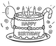 Coloriage G&acirc;teau d'anniversaire typique