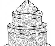 Coloriage G&acirc;teau d'anniversaire Zentangle avec une seule bougie