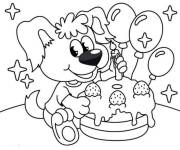 Coloriage G&acirc;teau de l'anniversaire du chien mignon