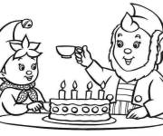 Coloriage G&acirc;teau de l'anniversaire du gnome