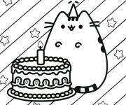 Coloriage G&acirc;teau de la bande anim&eacute;e Pusheen