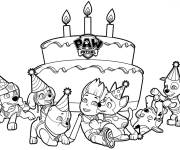 Coloriage G&acirc;teau de la f&ecirc;te de cartoon Paw Patrol