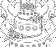 Coloriage G&acirc;teau de mariage &agrave; trois &eacute;tages magestique