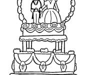 Coloriage G&acirc;teau de mariage au crayon