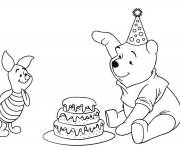 Coloriage G&acirc;teau de Winnie et Porcinet