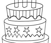 Coloriage G&acirc;teau d&eacute;cor&eacute; avec des &eacute;toiles