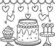 Coloriage G&acirc;teau d&eacute;licieux dans la vitrine de la p&acirc;tisserie