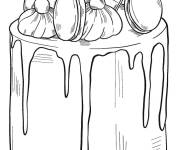 Coloriage G&acirc;teau d&eacute;licieux d&eacute;cor&eacute; avec des fruits et du chocolat