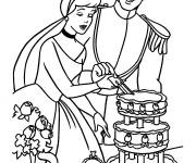 Coloriage G&acirc;teau du mariage de Cendrillon et du beau prince