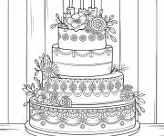 Coloriage G&acirc;teau &eacute;l&eacute;gant pour adulte