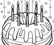 Coloriage G&acirc;teau en forme de beignet avec des bougies 