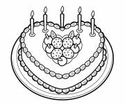 Coloriage G&acirc;teau en forme de c&oelig;ur sur un plateau