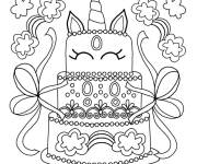 Coloriage G&acirc;teau en forme licorne pour les petits