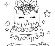 Coloriage G&acirc;teau en style licorne mignonne