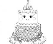 Coloriage G&acirc;teau en style licorne pour enfants