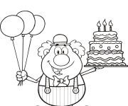 Coloriage G&acirc;teau et ballon dans la main du clown