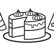 Coloriage G&acirc;teau et chapeau de f&ecirc;te