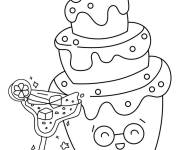 Coloriage G&acirc;teau et cocktail de bande anim&eacute;e