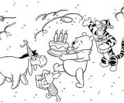 Coloriage G&acirc;teau et les animaux de cartoon