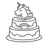 Coloriage G&acirc;teau et licorne petite section