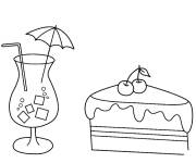 Coloriage et dessins gratuit G&acirc;teau et un cocktail à imprimer