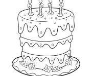 Coloriage G&acirc;teau fleuri d'anniversaire
