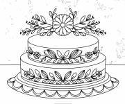 Coloriage G&acirc;teau joliment d&eacute;cor&eacute; pour la f&ecirc;te