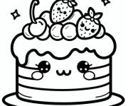 Coloriage G&acirc;teau kawaii facile