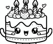 Coloriage G&acirc;teau kawaii levant ses mains